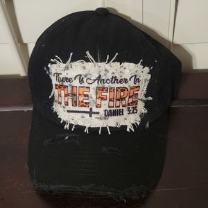 Reborn Creations Hat with Christian quote on distressed patch.